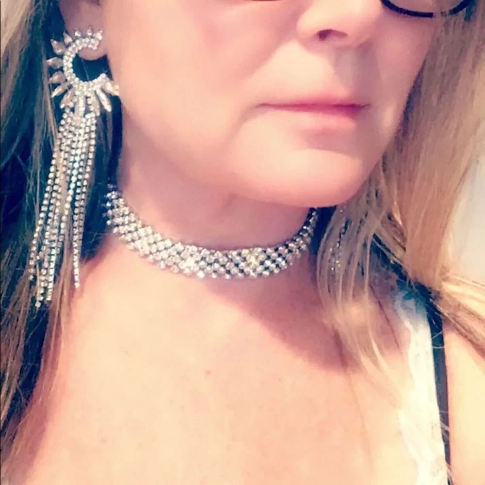 Cristabelle Crystal Rhodium Choker 